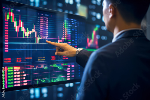 Businessman analyzing investment charts on the stock exchange.