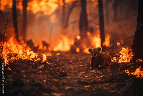 koala in an Australian forest fire