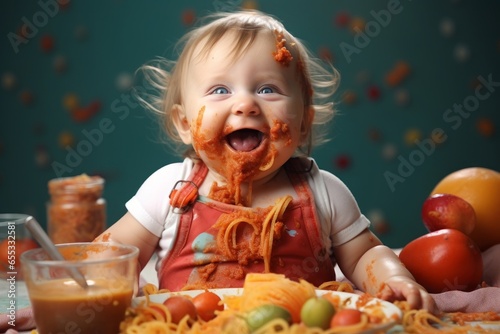 Baby enjoy eating, Generative AI