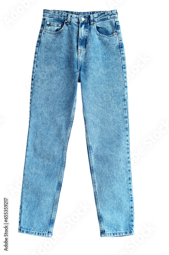 Blue jeans isolated on white background. Jeans, Clothing, Denim.