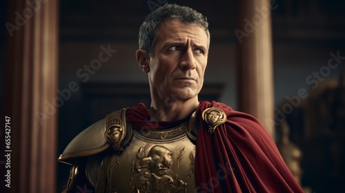 Portrait of the roman conquerer Ceasar.generative ai 