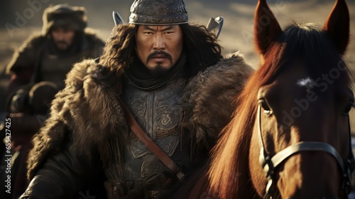 Portrait of conqueror Gengis Khan.generative ai 