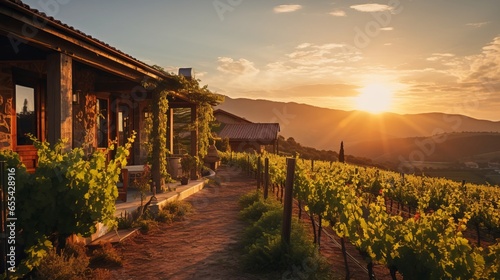 sunset over the vineyard