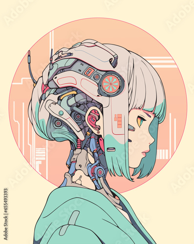 Pretty anime cyborg girl