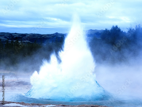 Strokkur Geyser Iceland in the early morning