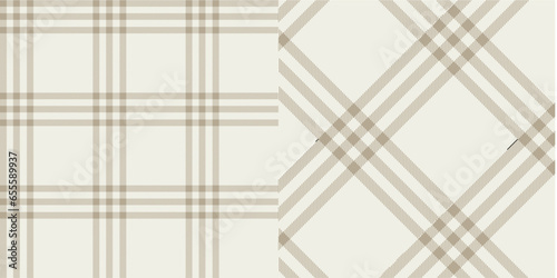 Vector checkered pattern or plaid pattern in dark brown, white and natural. Tartan, textured seamless twill for flannel shirts, duvet covers, other autumn winter textile mills. Vector Format