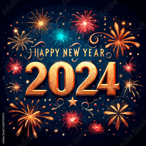 2024, feliz año nuevo 2024, nuevo, texto brillante