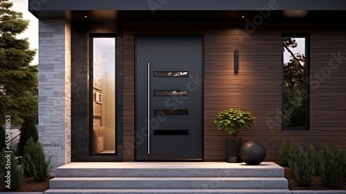 Elegance in Entry: Modern House Fiberglass Front Door with a Single Door and Sidelite