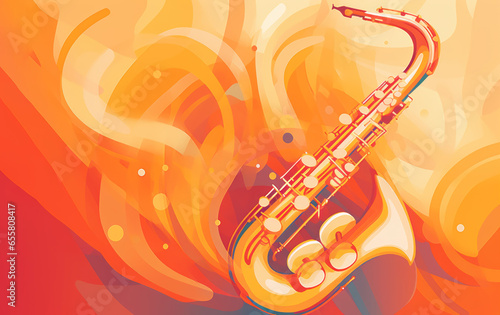 Ilustración de saxofón. Música es vida.