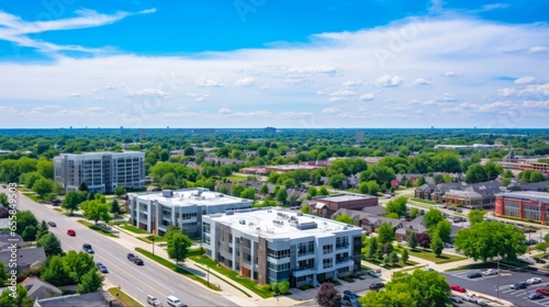 Exploring Overland Park: A Captivating Aerial View of the City's Architecture and Skyline in the Midwestern State of Kansas