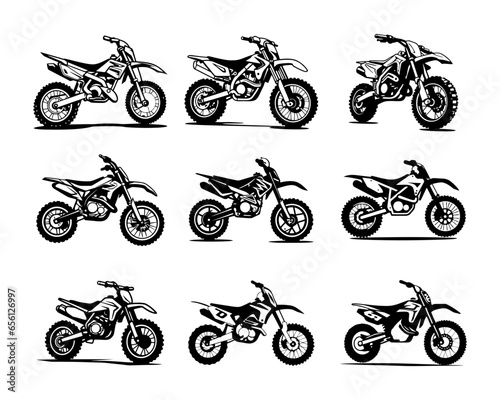 A set collection of dirtbike vector illustrations