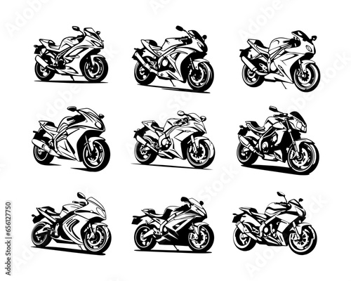 A set collection of sport bike vector illustrations