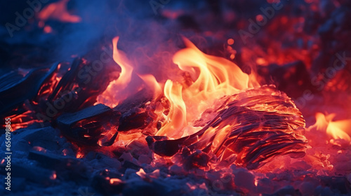 Neon hot fire lives in nature with generative ai