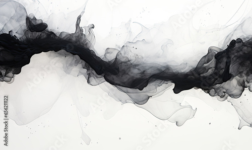 Chinese ink painting black and white abstract background, copy space, calm and elegant, zen, Asian calligraphy wallpaper. 