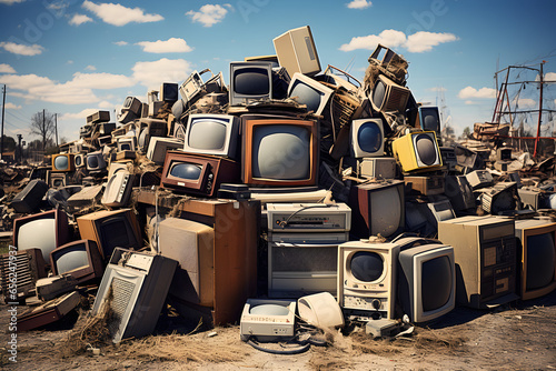 junkyard with obsolete analogue appliances