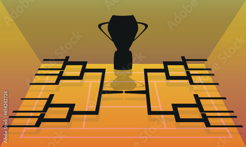 Bracket of sport tournament, blank elimination event sign, playoff match vector illustration.