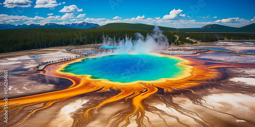 Bird's-eye view The World Famous Grand Prismatic Spring in Yellowstone National Park