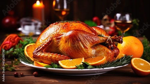 Thanksgiving Day Baked Turkey. Roasted chicken