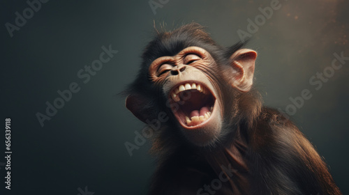 Portrait of a laughing monkey