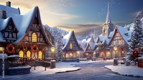 Enchanting Christmas Village. A magical winter wonderland comes to life 