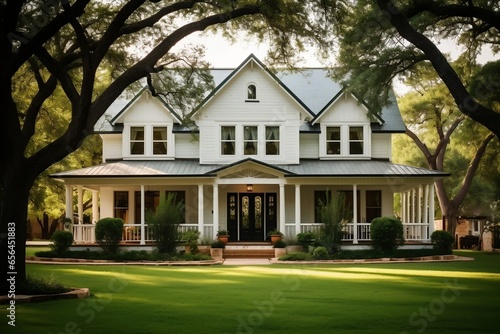 Traditional white ranch Texas house