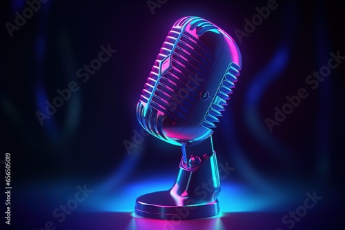 Mikrofon als Symbol für Podcast und Audio-Sound. Stimme und Gesang aufnehmen.
