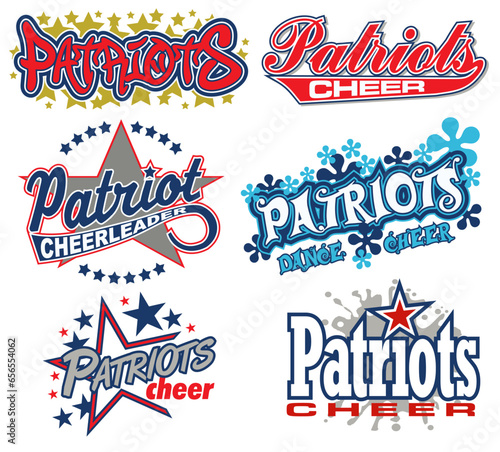 collection of patriots cheer team designs for school, college or league sports