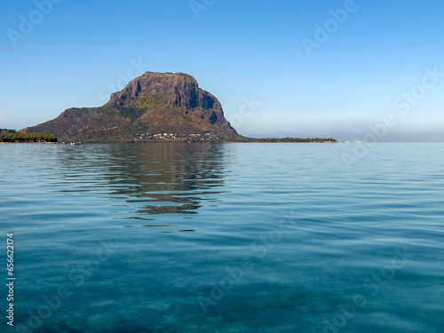 Tropical landscape of Le Morne Brabant mountain in Mauritius