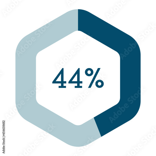 44 percent hexagon shape percentage diagram vector illustration,infographic chart.