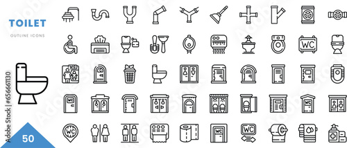toilet outline icon collection. Minimal linear icon pack. Vector illustration