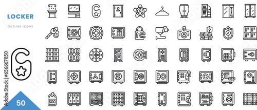 locker outline icon collection. Minimal linear icon pack. Vector illustration