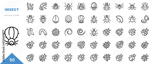 insect outline icon collection. Minimal linear icon pack. Vector illustration