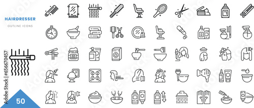 hairdresser outline icon collection. Minimal linear icon pack. Vector illustration