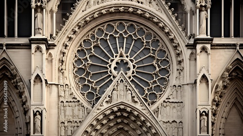 Detail of the facade of the Cathedral of Notre Dame de Paris, France