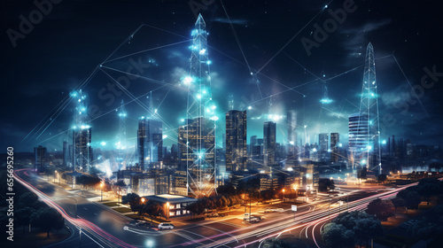 Picture a city of the future, where the Internet of Things and lightning-fast 5G connectivity converge to create a modern smart city.