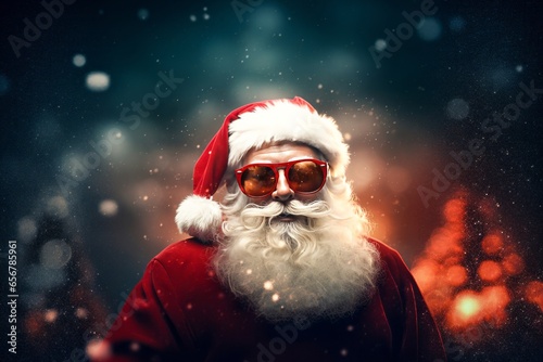 portrait moderne du Père Noël avec des lunettes.