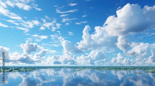 view of the blue sky filled with clouds