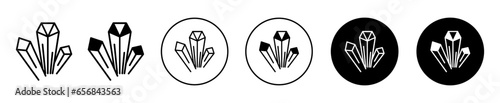 Drugs Crystals icon. Geometrical meth crystal jewel symbol set. Drug crystals of quartz gemstone vector sign. Triangle gem stone of drugs line logo