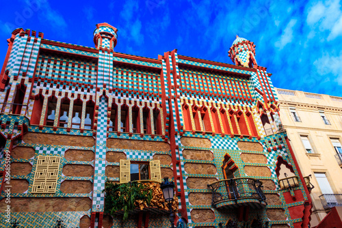 Facade of Casa Vicens in Barcelona, Spain. It is first masterpiece of Antoni Gaudi. Built between 1883 and 1885