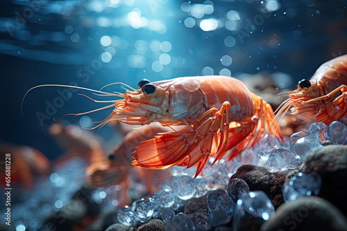 Fishermen cultivate and research shrimp in organic farms, catch shrimp to sell in market,
