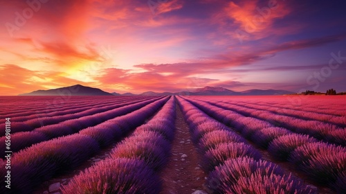 lavender field at sunset HD nature background