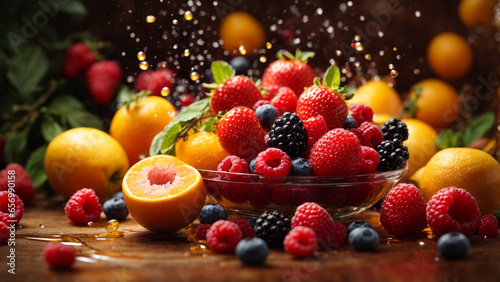 Photo fruits vibrant and colorful image of juicy fruits juice fresh splash water