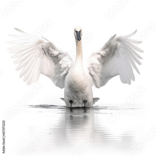 Trumpeter swan bird isolated on white background.
