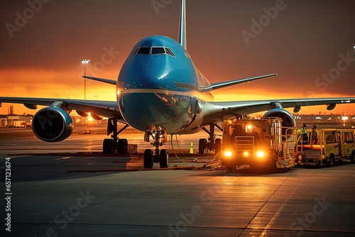 Air craft plane with cargo shipping delivery move transport. Adventure vacation business vibe.