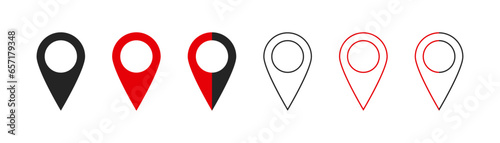 Pin icon set. Location icon set. Map pointer icon set.