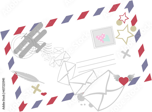 Airmail Rahmen mit Briefen & Postflugzeug Symbol