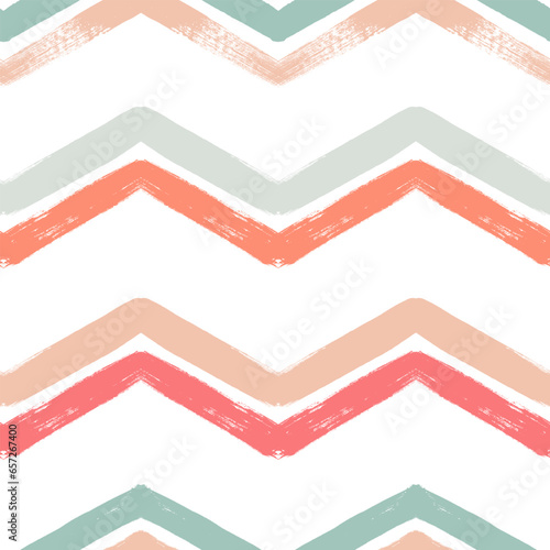 Watercolor zigzag stripes seamless vector pattern, Christmas decor background. Abstract chevron lines, striped pastel lines print.