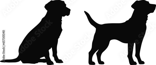 labrador retriever dog breed black silhouette logo set