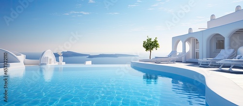 Luxurious pool with sea view Santorini island Greece
