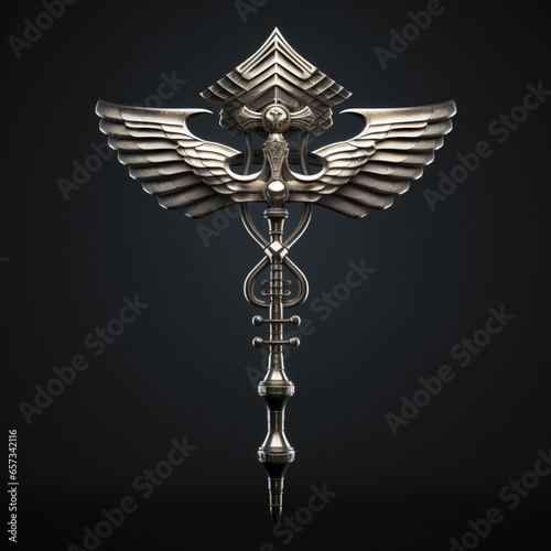 caduceus symbol in the style of detailed hyperrealism